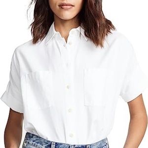 Madewell White 100% Cotton Courier Shirt Style C4393 Size Medium Button Up